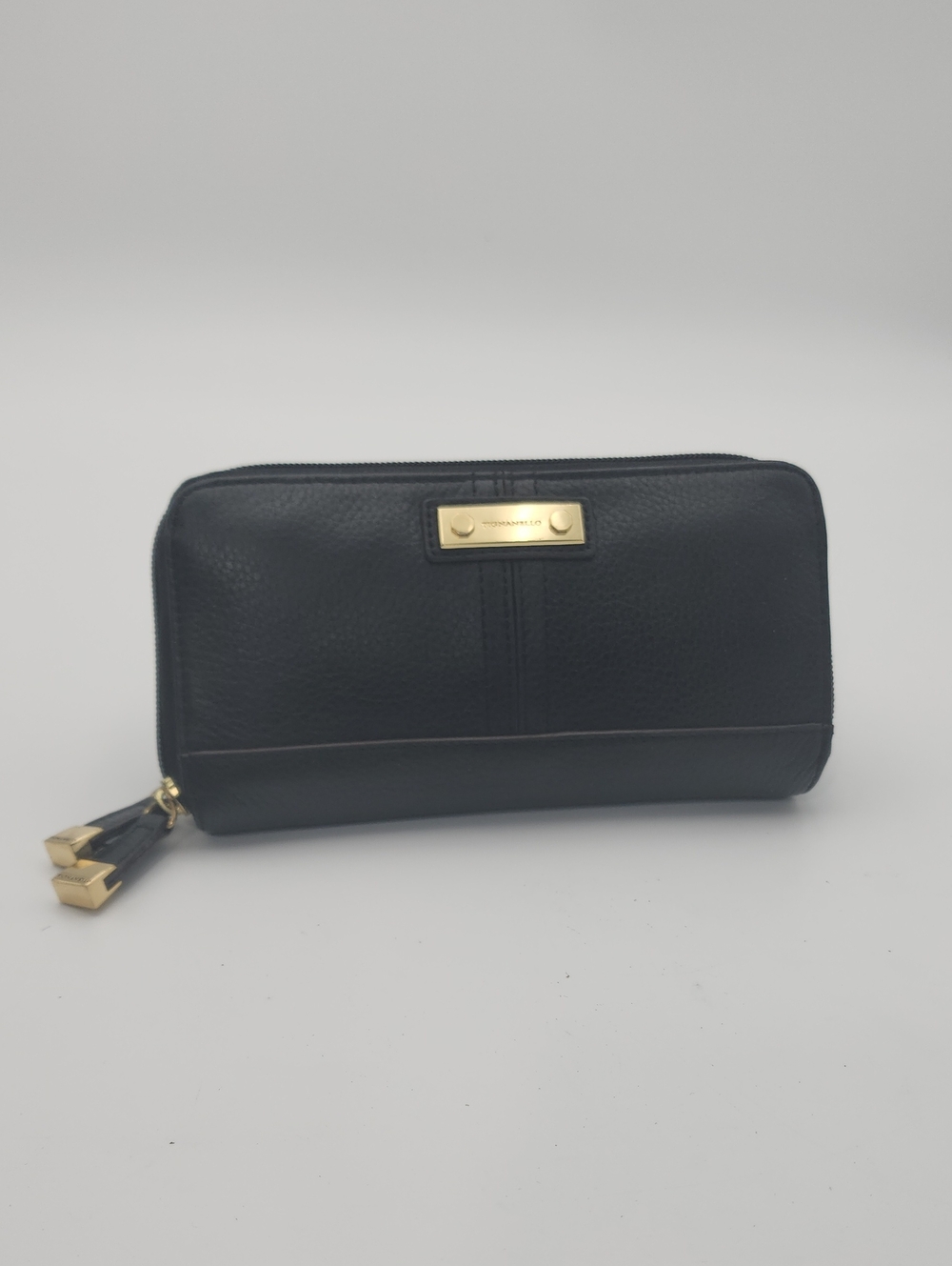 Tignanello Black Leather Continental Zipper Wallet